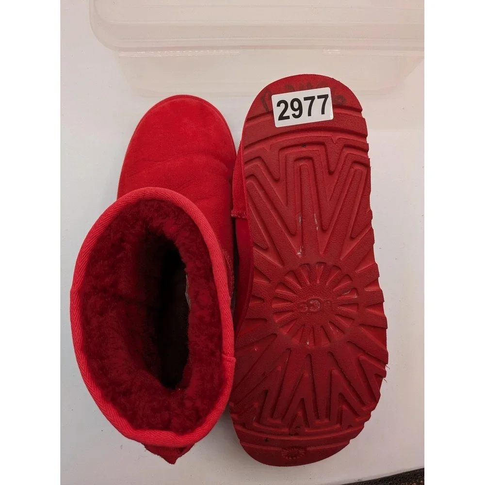 UGG Boots Mens Size 10 Red Suede Shearling Lined Ankle Pull On Winter Casual
